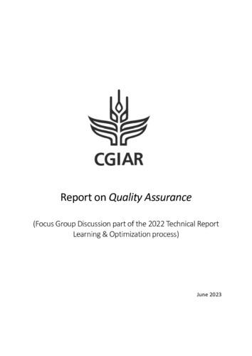 Report on Quality Assurance (Focus Group Discussion part of the 2022 Technical Report Learning & Optimization process)