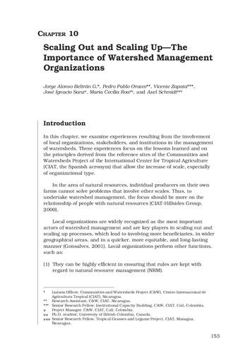 Scaling out and scaling up: the importance of watershed management organizations