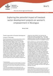 Exploring the potential impact of livestock sector development projects on women’s empowerment in Nicaragua