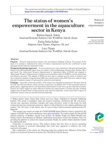 The status of women’s empowerment in the aquaculture sector in Kenya
