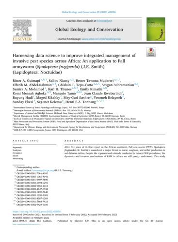 Harnessing data science to improve integrated management of invasive pest species across Africa: an application to Fall armyworm (Spodoptera frugiperda) (J.E. Smith) (Lepidoptera: Noctuidae)