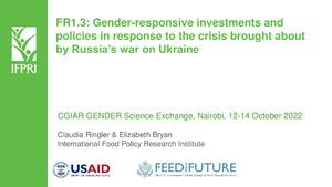 FR1.3: Gender-responsive investments and policies in response to the crisis brought about by Russia's war on Ukraine