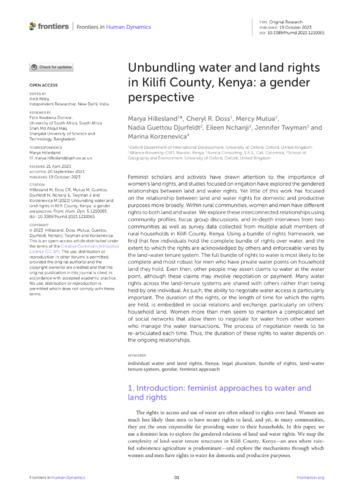 Unbundling water and land rights in Kilifi County, Kenya: a gender perspective