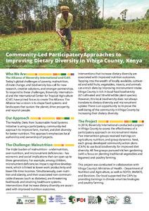 Community-led participatory approaches to improving dietary diversity in Vihiga County, Kenya