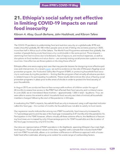 Ethiopia’s social safety net effective in limiting COVID-19 impacts on rural food insecurity