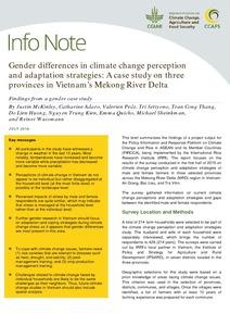 Gender differences in climate change perception and adaptation strategies: A case study on three provinces in Vietnam’s Mekong River Delta