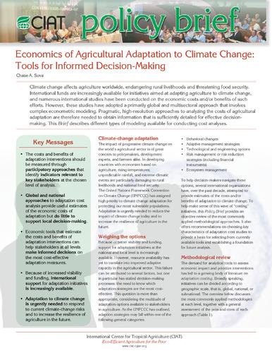 Economics of agricultural adaptation to climate change: tools for informed decision-making