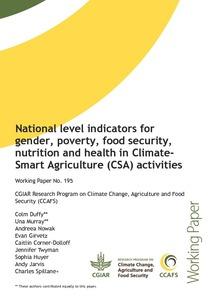 National level indicators for gender, poverty, food security, nutrition and health in Climate-Smart Agriculture (CSA) activities