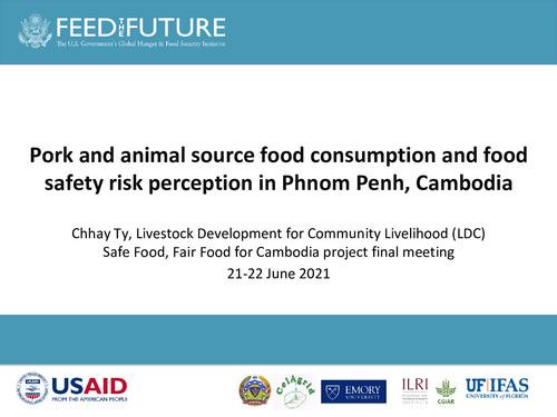 Pork and animal source food consumption and food safety risk perception in Phnom Penh, Cambodia