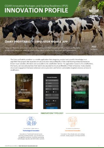 Dairy profitability simulator mobile application: IPSR Innovation Profile
