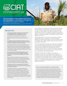 Reconociendo a las mujeres del arroz en Colombia: Un paso para las tecnologías de mitigación al cambio climático. Resultados de un estudio socioeconómico con perspectiva de género.