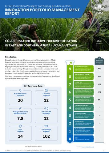 CGIAR Research Initiative on Diversification in East and Southern Africa: IPSR Innovation Portfolio Management Report