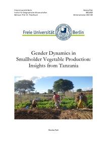 Gender dynamics in smallholder vegetable production: insights from Tanzania