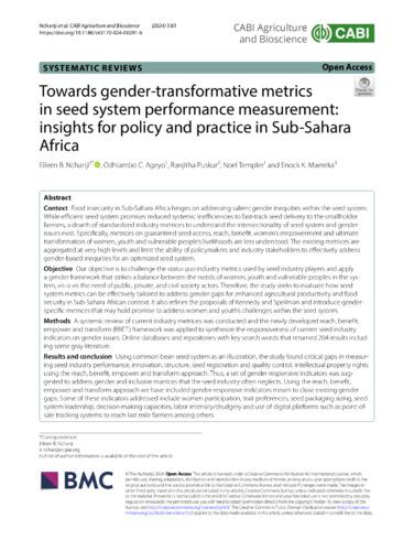 Towards gender-transformative metrics in seed system performance measurement: Insights for policy and practice in Sub-Sahara Africa