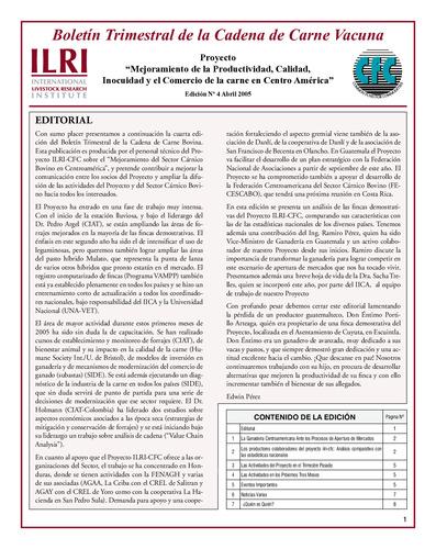 Boletín Trimestral de la Cadena de Carne Vacuna: Edición No 4