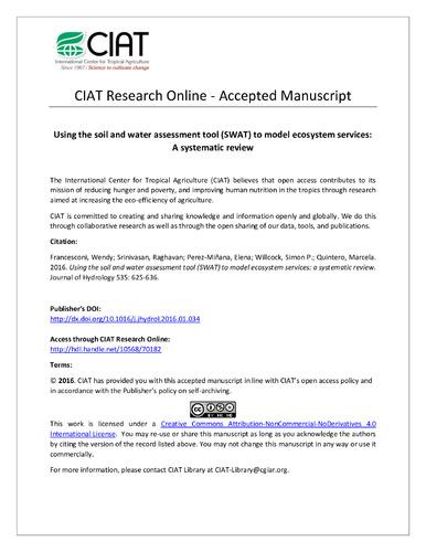 Using the soil and water assessment tool (SWAT) to model ecosystem services: a systematic review