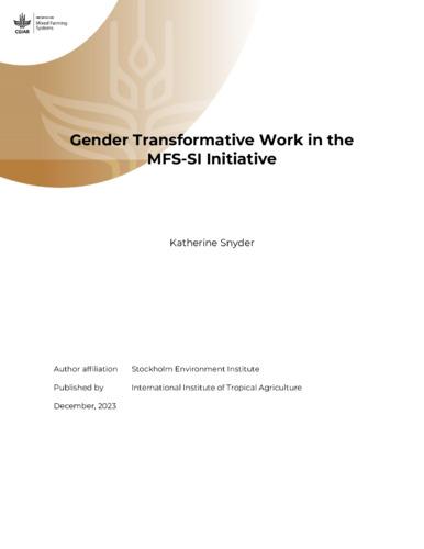 Gender transformative work in the MFS-SI initiative