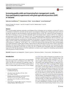 Increasing paddy yields and improving farm management: results from participatory experiments with good agricultural practices (GAP) in Tanzania