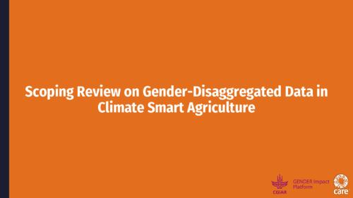 Scoping review on gender-disaggregated data in climate smart agriculture
