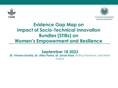 Evidence gap map on impact of socio-technical innovation bundles (STIBs) on women’s empowerment and resilience
