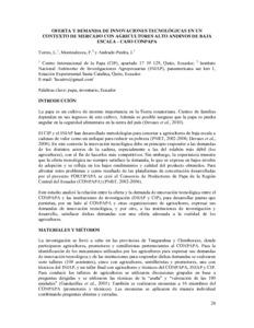 Oferta y demanda de innovaciones tecnologicas en un contexto de mercado con agricultores alto andinos de baja escala: Caso CONPAPA.