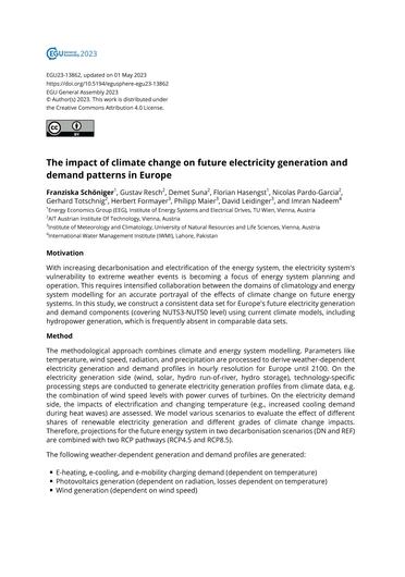 The impact of climate change on future electricity generation and demand patterns in Europe [Abstract only]