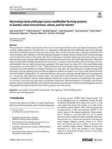 Narrowing maize yield gaps across smallholder farming systems in Zambia: what interventions, where, and for whom?
