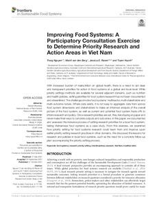 Improving food systems: A participatory consultation exercise to determine priority research and action areas in Viet Nam