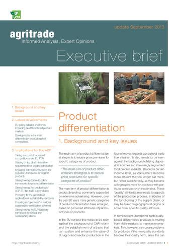 Product differentiation: Agritrade Executive Brief Update 2013