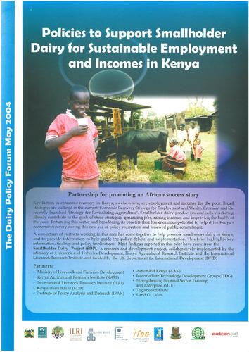 Policies to support smallholder dairy for sustainable employment and incomes in Kenya