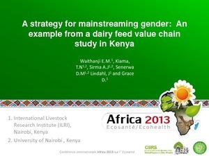 A strategy for mainstreaming gender: An example from a dairy feed value chain study in Kenya