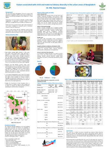 Influence of women’s empowerment on maternal and child dietary diversity in urban Bangladesh