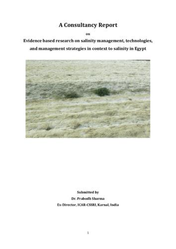 A consultancy report on evidence based research on salinity management, technologies, and management strategies in context to salinity in Egypt