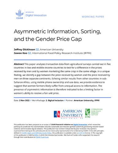 Asymmetric information, sorting, and the gender price gap