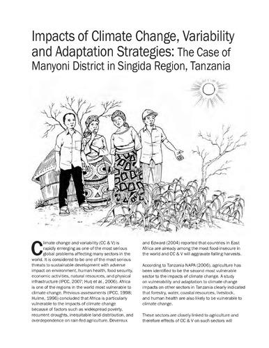 Building resilience: Impacts of climate change, variability and adaptation strategies: The case of Manyoni district in Singida region, Tanzania
