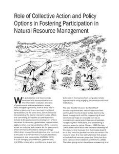Addressing learning and complexity: Role of collective action and policy options in fostering participation in natural resource management