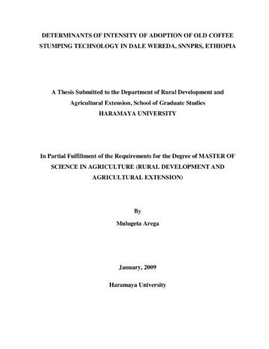 Determinants of intensity of adoption of old coffee stumping technology in Dale Wereda, SNNPRS, Ethiopia