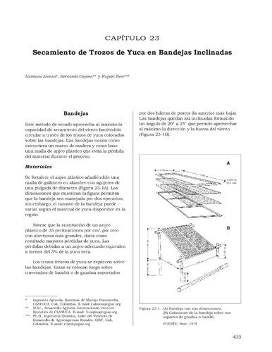 Secamiento de trozos de yuca en bandejas inclinadas