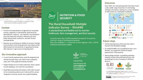 The Rural Household Multiple Indicator Survey - RHoMIS A standardised and flexible tool to monitor livelihoods, farm management, and food security
