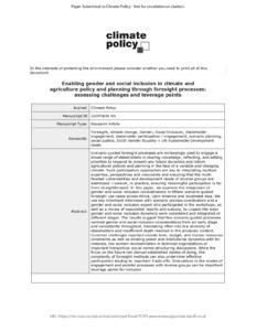 Enabling gender and social inclusion in climate and agriculture policy and planning through foresight processes: assessing challenges and leverage points