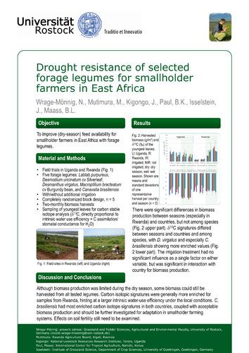 Drought resistance of selected forage legumes for smallholder farmers in East Africa