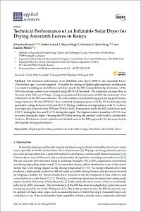 Technical Performance of an Inflatable Solar Dryer for Drying Amaranth Leaves in Kenya