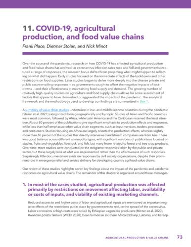 COVID-19, agricultural production, and food value chains