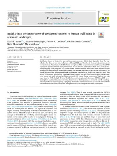 Insights into the importance of ecosystem services to human well-being in reservoir landscapes