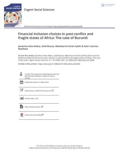 Financial inclusion choices in post-conflict and fragile states of Africa: the case of Burundi