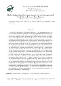 Market Orientation, Diversification and Market Participation of Smallholders: Evidence from Ethiopia