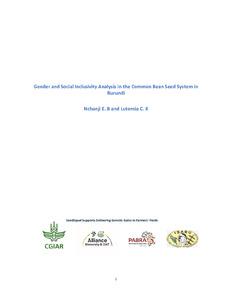 Gender and social inclusivity analysis in the common bean seed system in Burundi