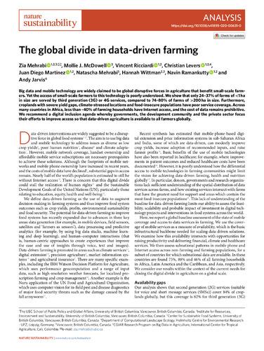 The global divide in data-driven farming