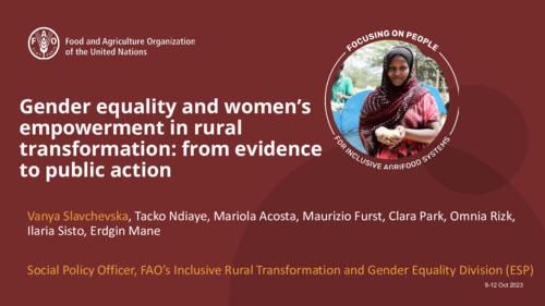 Gender equality and women’s empowerment in rural transformation: From evidence to public action