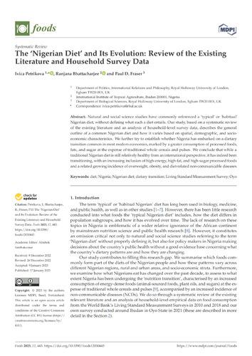 The ‘Nigerian Diet’ and its evolution: review of the existing literature and household survey data